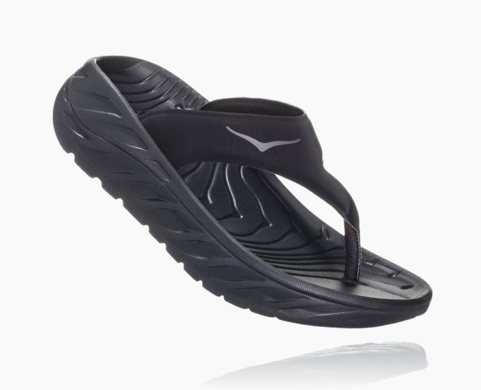 Hoka Flip Flops Outlet - HOKA ONE ONE ORA Recovery Flip Dame Svart [NO-52CQHR]